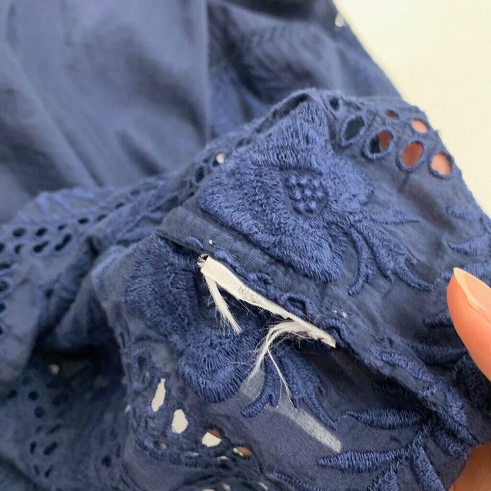 Joie Tunic Womens XS Extra Small Blue Marne Split Neck Embroidered Eyelet Top - Picture 9 of 12